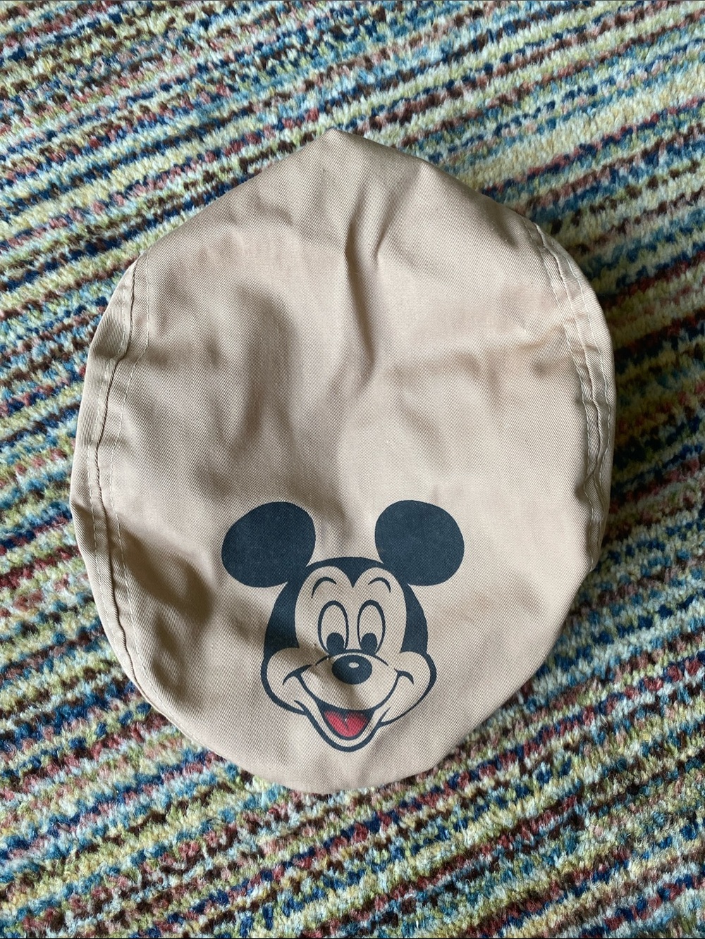 Disney Vintage Beige Driving Cap with Mickey Face